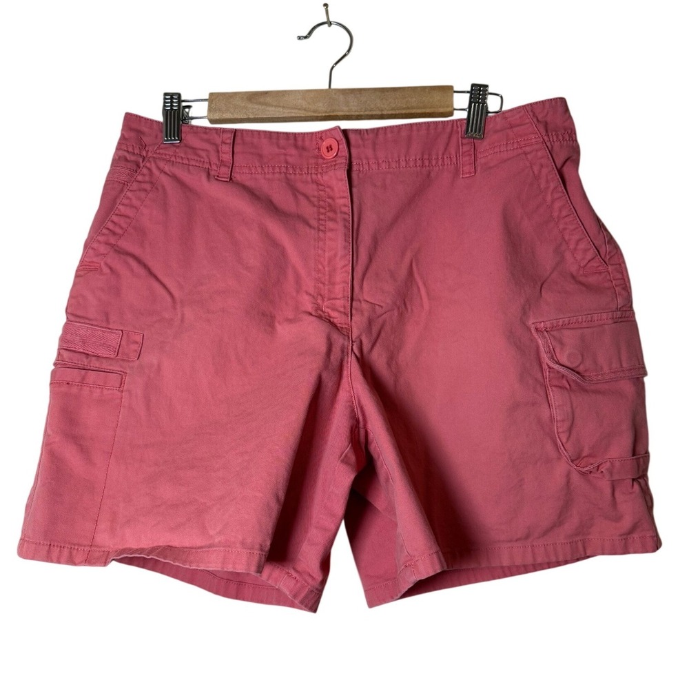 Talbots Women Cargo Shorts 16P Pink Stretch Cotton Utility Preppy Gorpcore Summe
